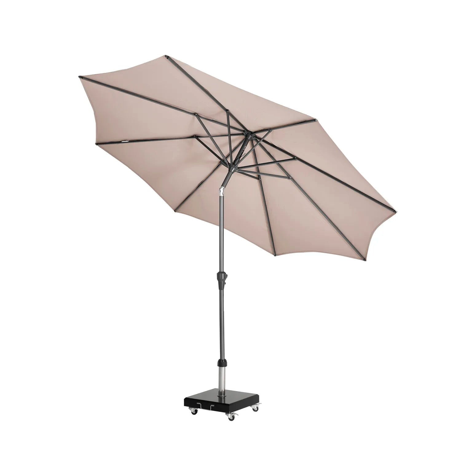 Platinum Riva 3m Round Centre Pole Parasol in Taupe – Click Style