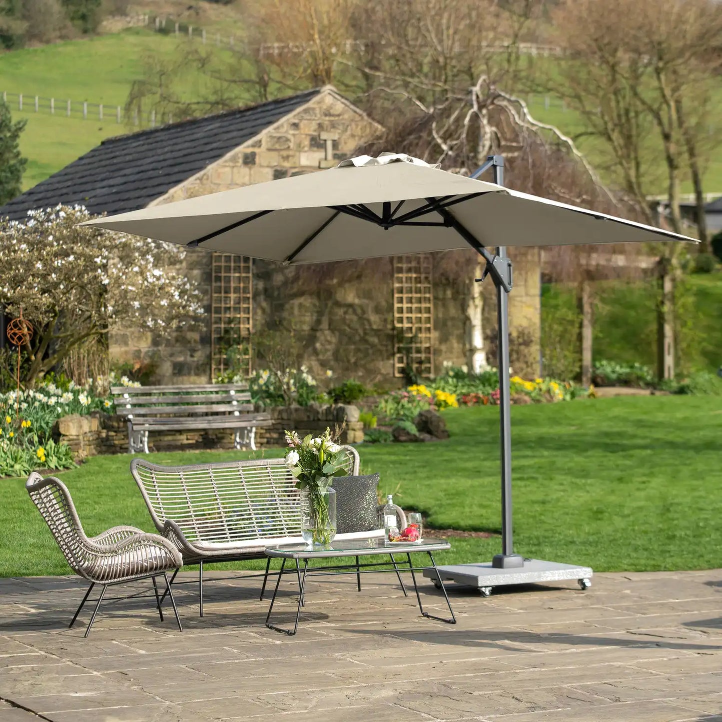 Platinum Voyager T1 3x2m Oblong Cantilever Parasol in Champagne – Click Style