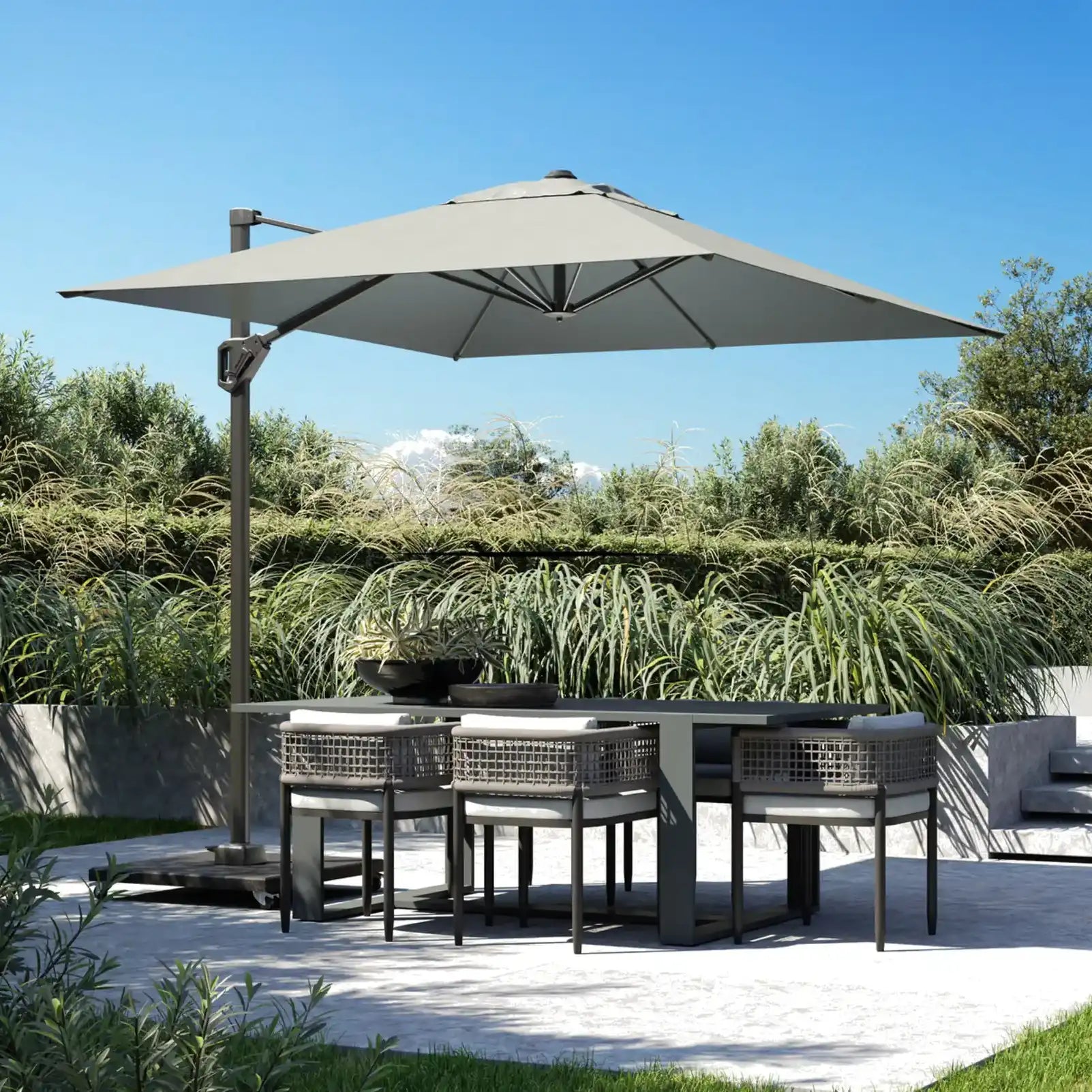 Platinum Voyager T1 3x2m Oblong Cantilever Parasol in Luna Grey – Click Style