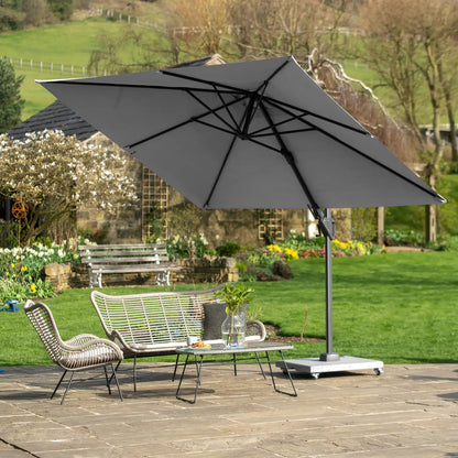 Platinum Voyager T2 2.7m Square Cantilever Parasol in Luna Grey – Click Style