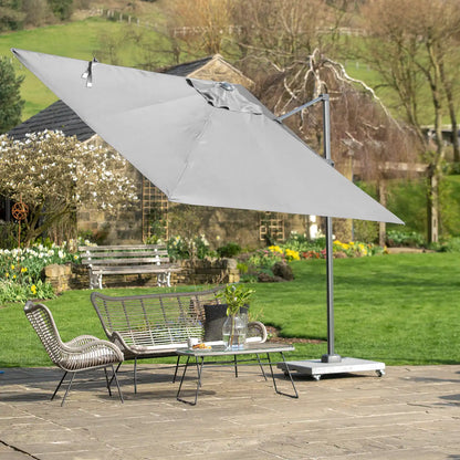 Platinum Voyager T2 2.7m Square Cantilever Parasol in Luna Grey – Click Style
