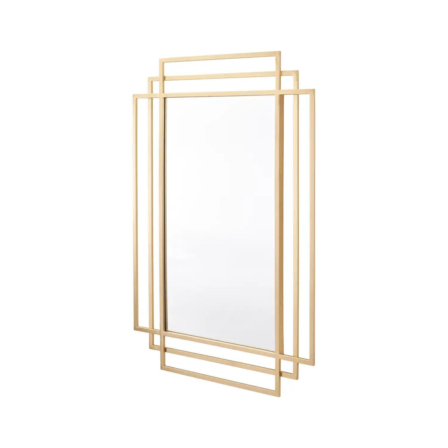 Rectangular Art Deco Gold Metal Framed Wall Mirror 92x61x3cm – Click Style