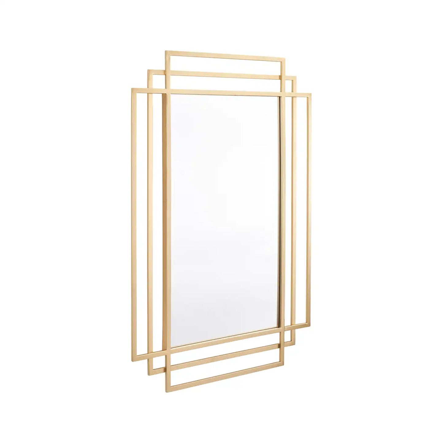 Rectangular Art Deco Gold Metal Framed Wall Mirror 92x61x3cm – Click Style