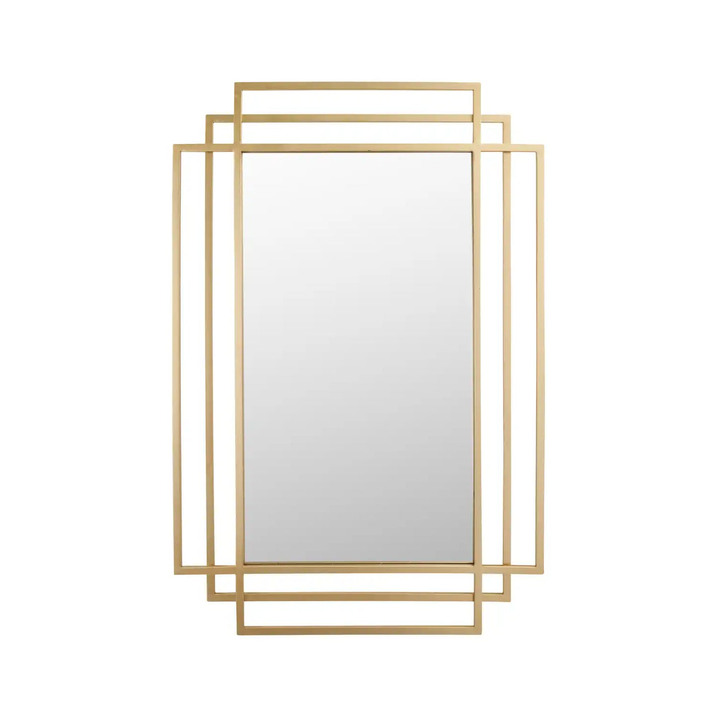 Rectangular Art Deco Gold Metal Framed Wall Mirror 92x61x3cm – Click Style