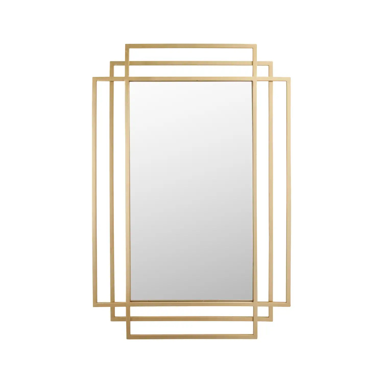 Rectangular Art Deco Gold Metal Framed Wall Mirror 92x61x3cm – Click Style