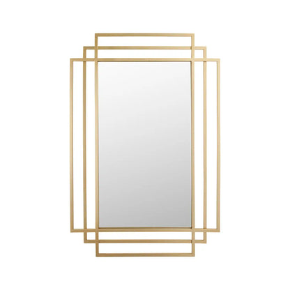 Rectangular Art Deco Gold Metal Framed Wall Mirror 92x61x3cm – Click Style