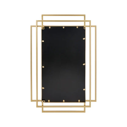 Rectangular Art Deco Gold Metal Framed Wall Mirror 92x61x3cm – Click Style