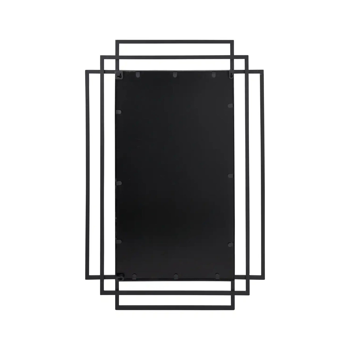 Rectangular Art Deco Matt Black Metal Framed Wall Mirror 92x61x3cm – Click Style