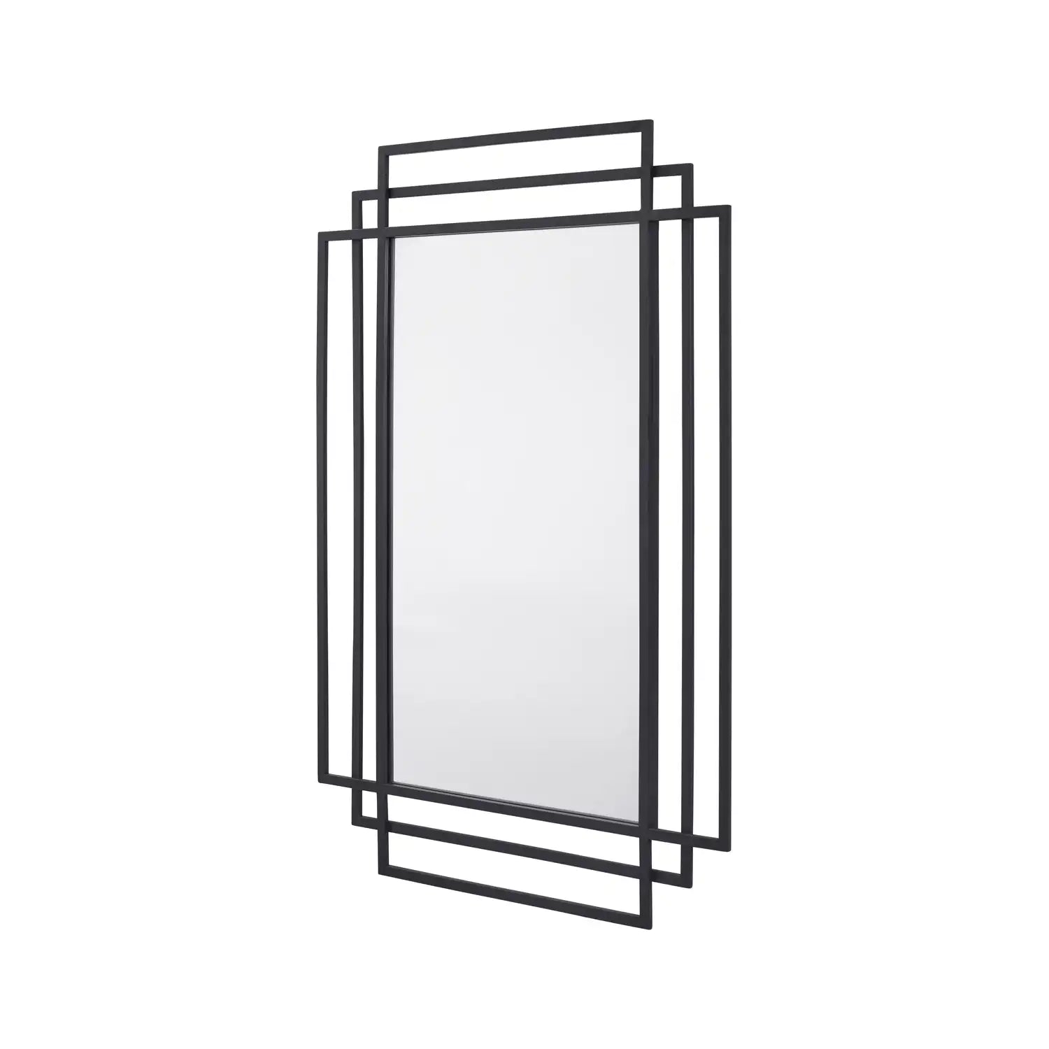 Rectangular Art Deco Matt Black Metal Framed Wall Mirror 92x61x3cm – Click Style