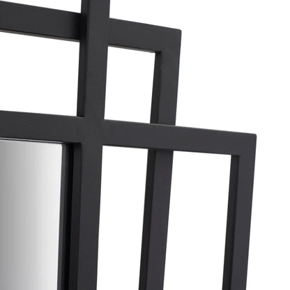 Rectangular Art Deco Matt Black Metal Framed Wall Mirror 92x61x3cm – Click Style