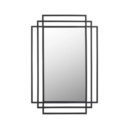 Rectangular Art Deco Matt Black Metal Framed Wall Mirror 92x61x3cm – Click Style