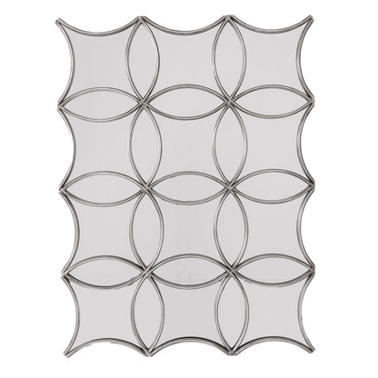 Silver Geometric Patterned Rectangular Wall Mirror 120x90cm
