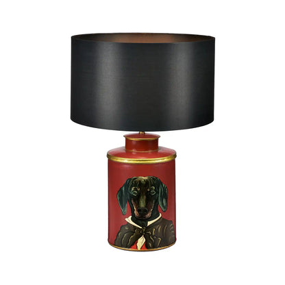 Red Dachshund Hand Painted Metal Table Lamp Base – Click Style