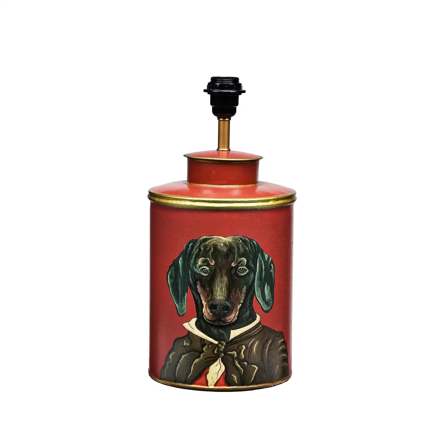 Red Dachshund Hand Painted Metal Table Lamp Base – Click Style