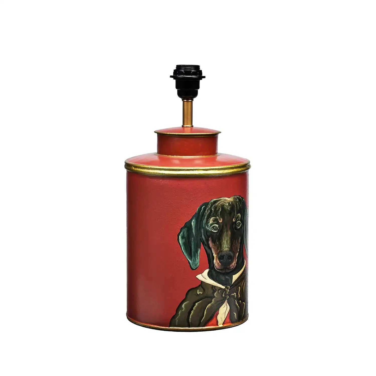 Red Dachshund Hand Painted Metal Table Lamp Base – Click Style