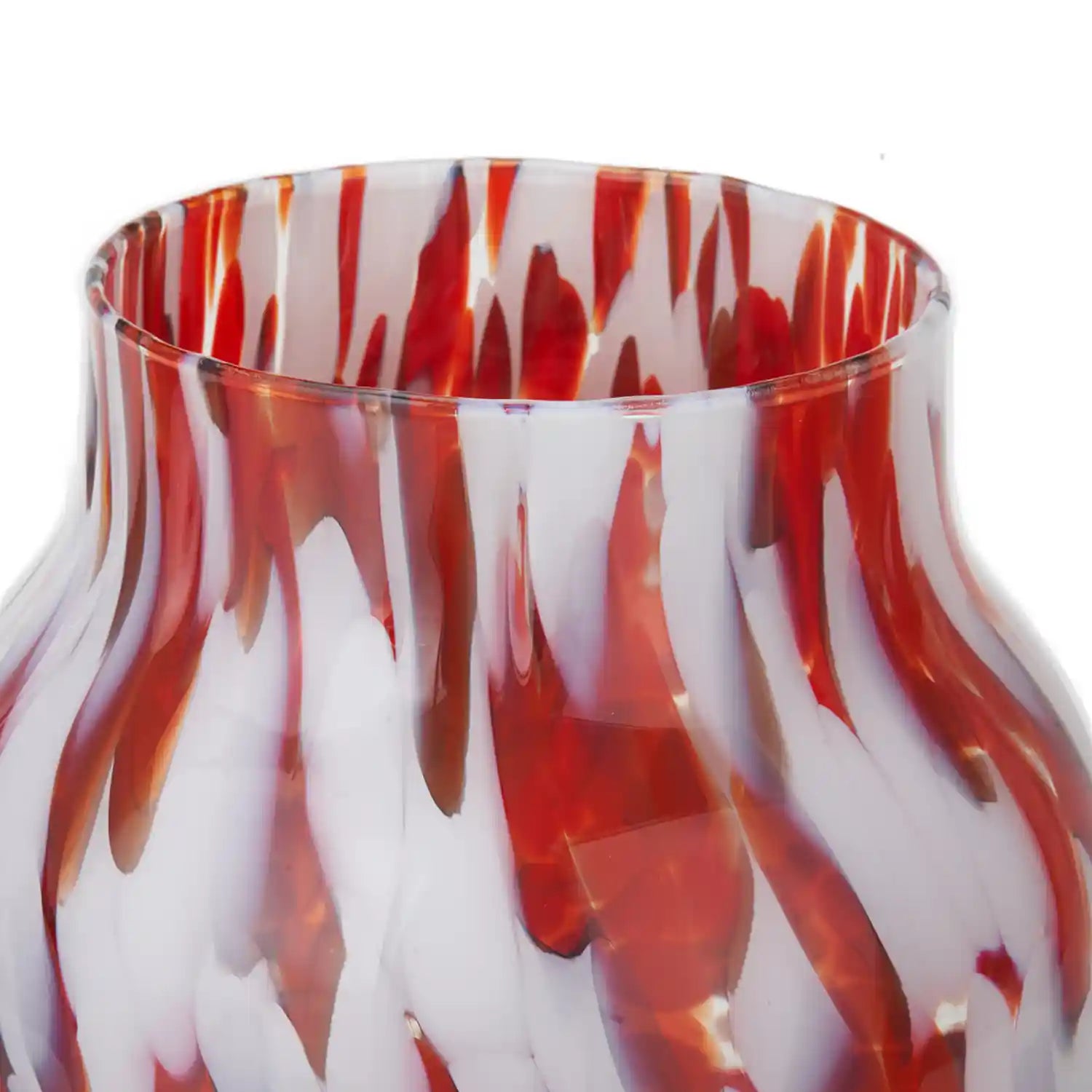 Red & White Tortoiseshell Decorative Glass Vase – Click Style