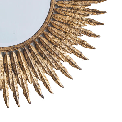 Round Feather Design Aged Gold Wall Mirror 62x1.5cm – Click Style