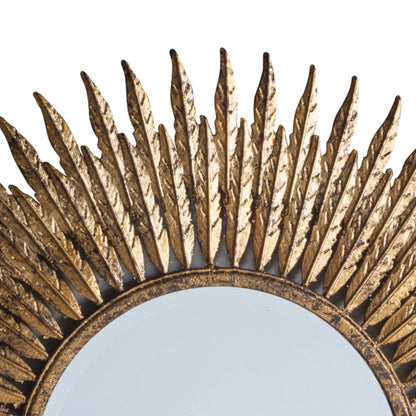 Round Feather Design Aged Gold Wall Mirror 62x1.5cm – Click Style