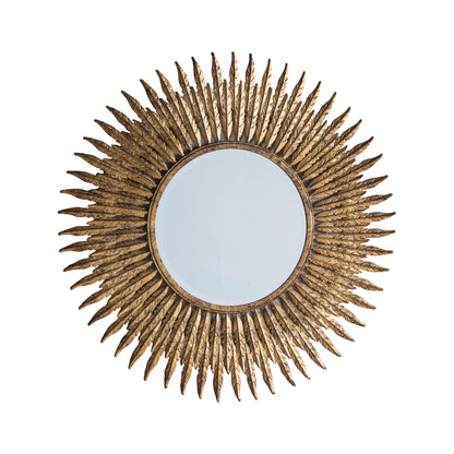 Round Feather Design Aged Gold Wall Mirror 62x1.5cm – Click Style