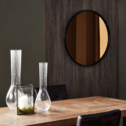 Round Matt Black Framed Copper-Tinted Glass Wall Mirror 74x74x3cm – Click Style