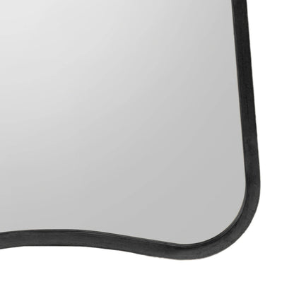 Rounded Tapered Rectangular Black Leaner/Wall Mirror 123x56.5x2cm – Click Style