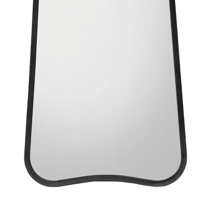 Rounded Tapered Rectangular Black Leaner/Wall Mirror 123x56.5x2cm – Click Style