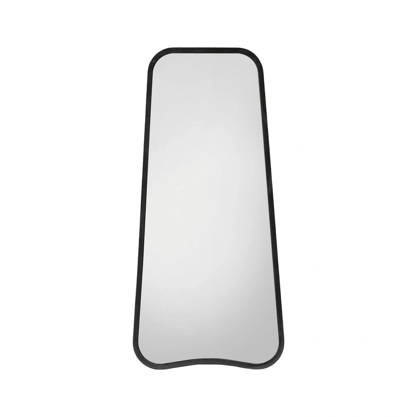 Rounded Tapered Rectangular Black Leaner/Wall Mirror 123x56.5x2cm – Click Style