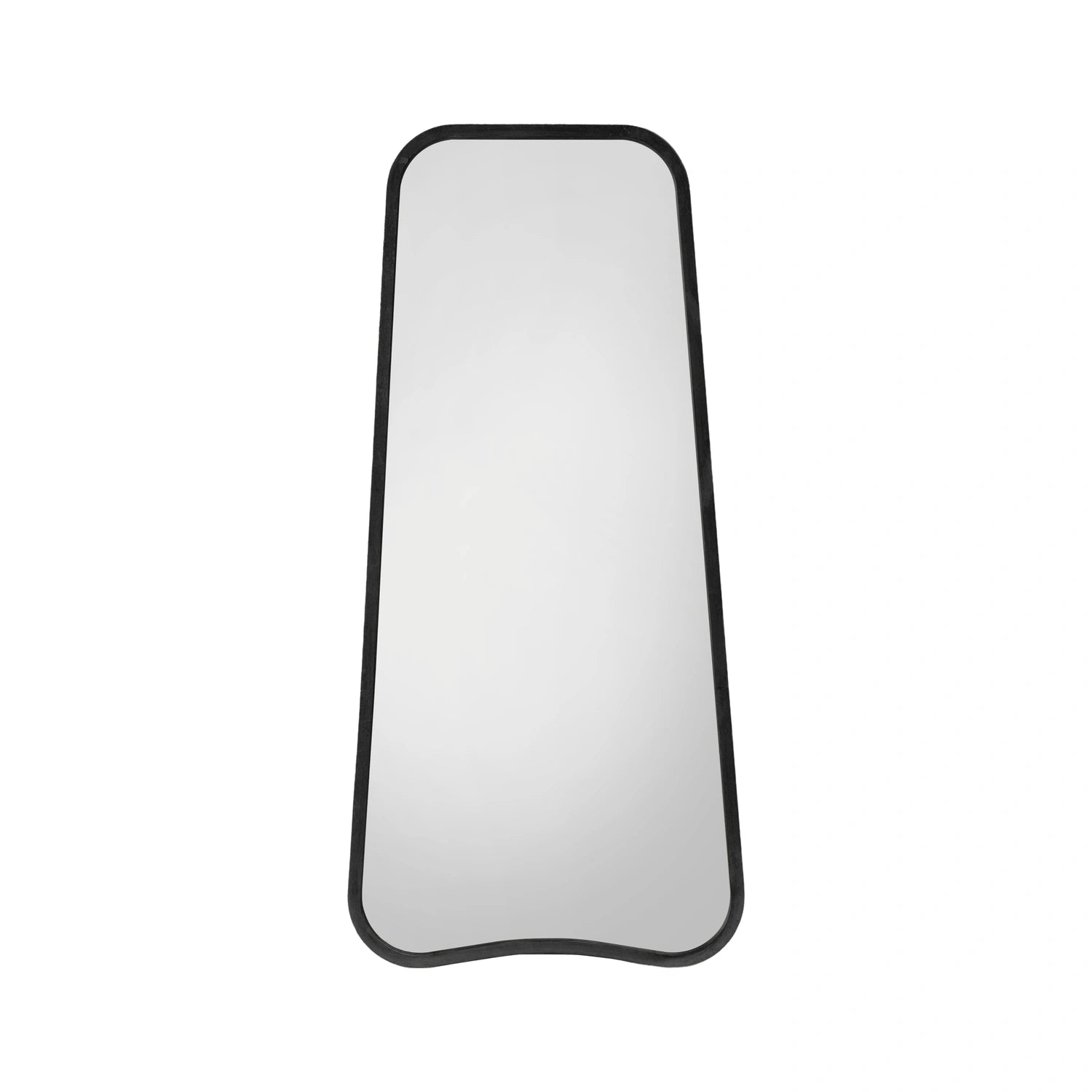 Rounded Tapered Rectangular Black Leaner/Wall Mirror 123x56.5x2cm – Click Style