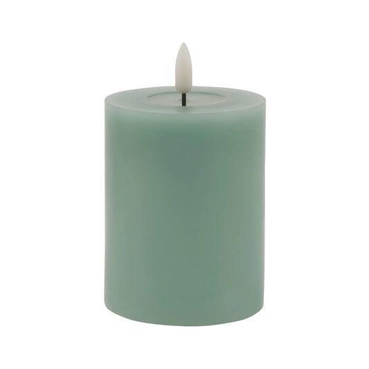 Sage Green LED Pillar Candle with Flickering Flame 10x8cm – Click Style