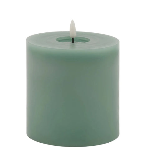 Sage Green LED Pillar Candle with Flickering Flame 13x13cm – Click Style