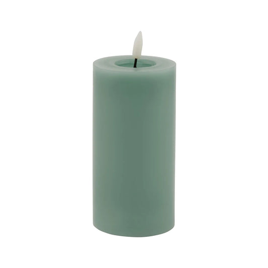 Sage Green LED Pillar Candle with Flickering Flame 15x8cm – Click Style