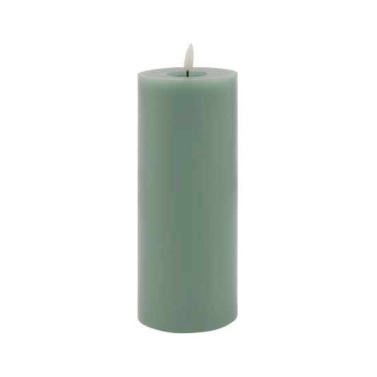 Sage Green LED Pillar Candle with Flickering Flame 23x9cm – Click Style