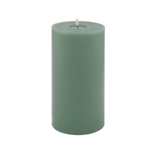 Sage Green LED Pillar Candle with Flickering Flame 30x15cm – Click Style