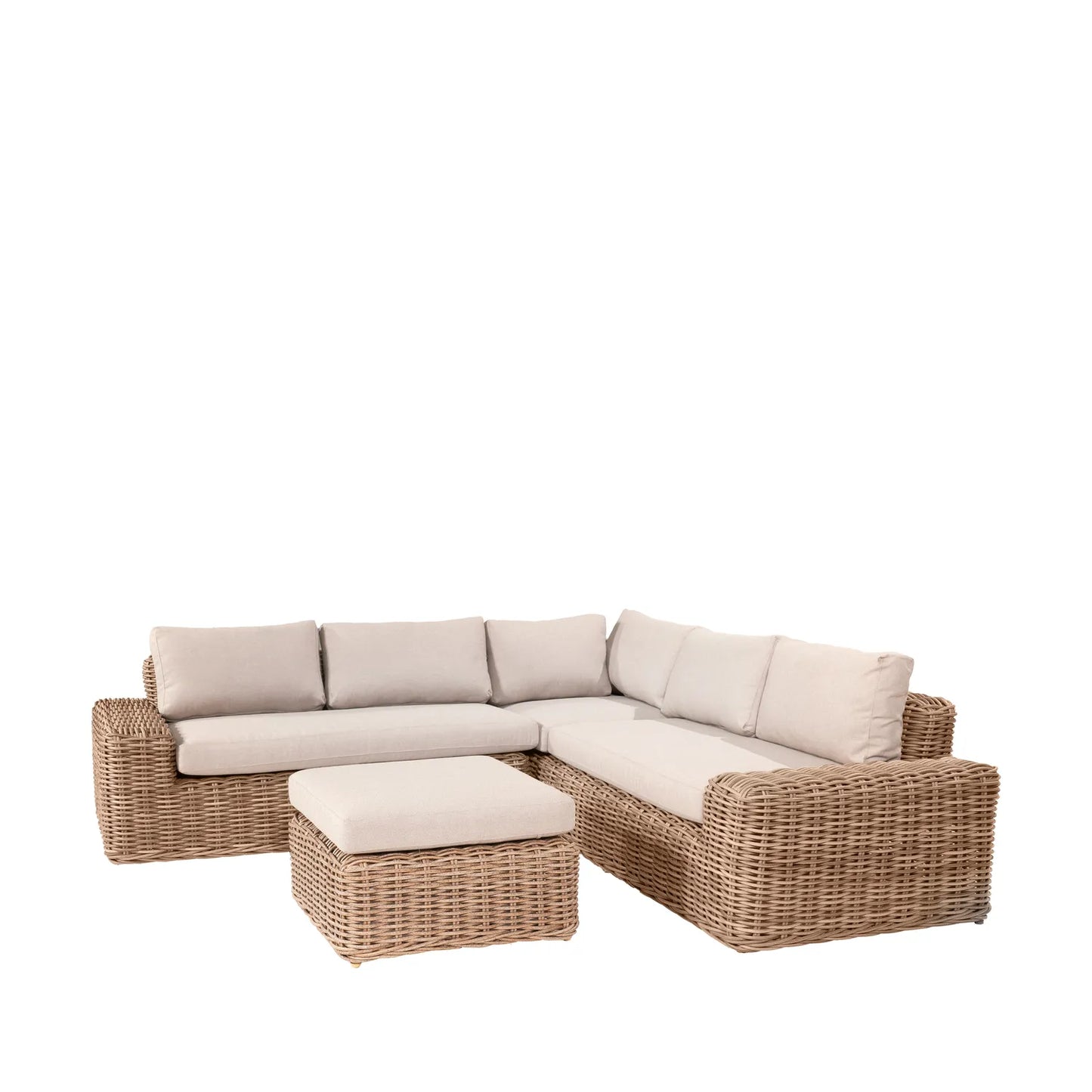 Saint-Tropez Natural Rattan Effect 4 Seater Corner Sofa Set & Footstool – Click Style