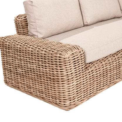 Saint-Tropez Natural Rattan Effect 4 Seater Corner Sofa Set & Footstool – Click Style