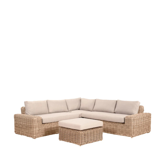 Saint-Tropez Natural Rattan Effect 4 Seater Corner Sofa Set & Footstool – Click Style