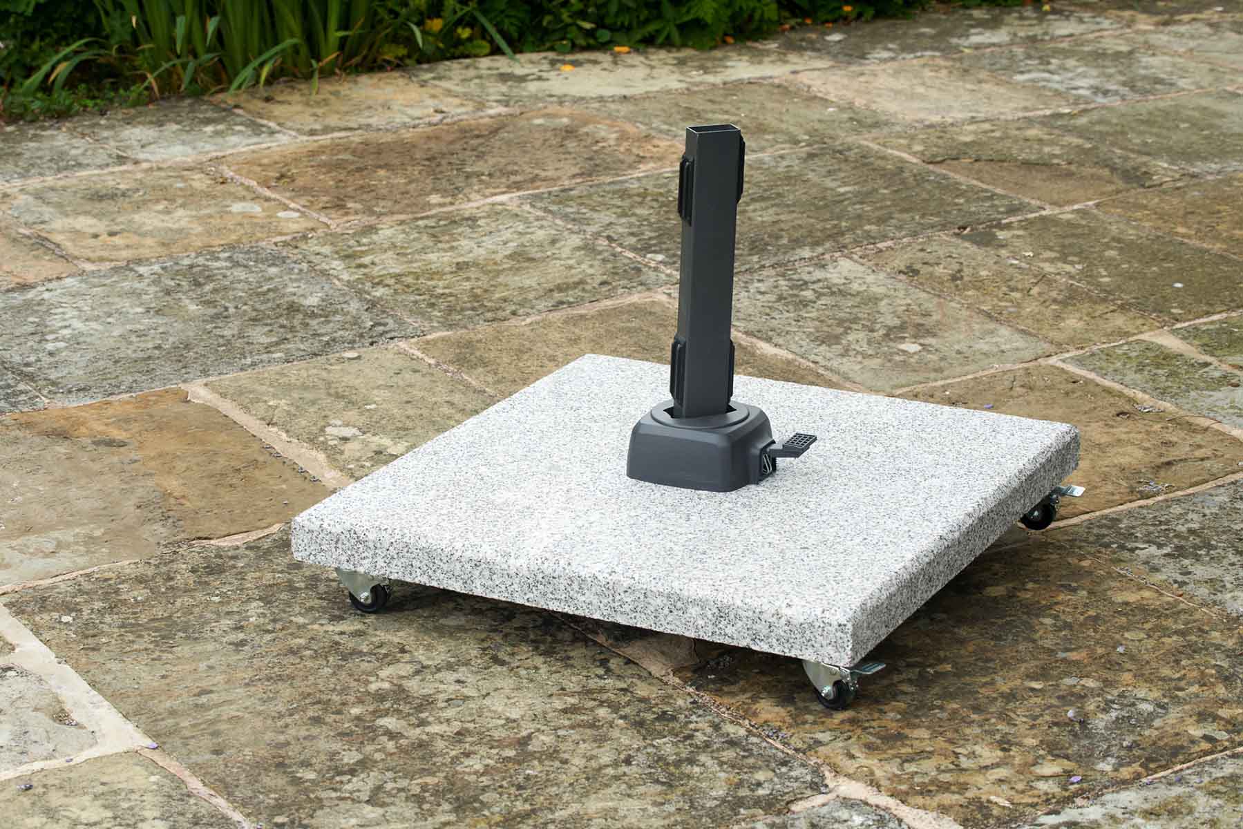 Salerno Grey Granite Cantilever Parasol Base with Wheels 90kg – Click Style