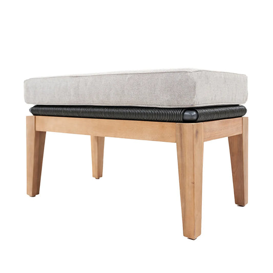Santorini Acacia Wood & Grey Polyrope Footstool – Click Style
