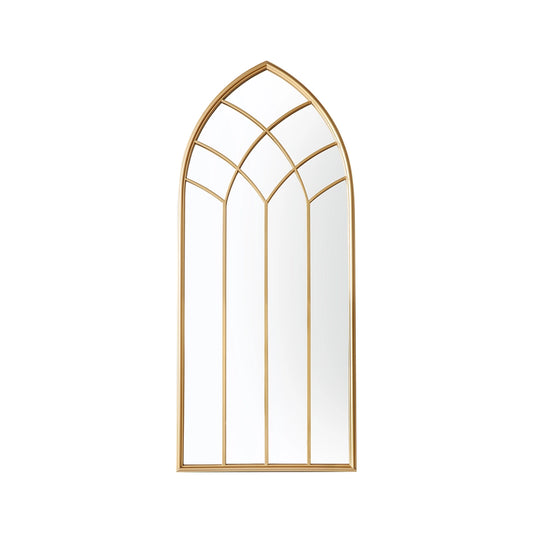 Senlis Large Modern Gothic Gold Garden Window Mirror 115x50x2.5cm– Click Style