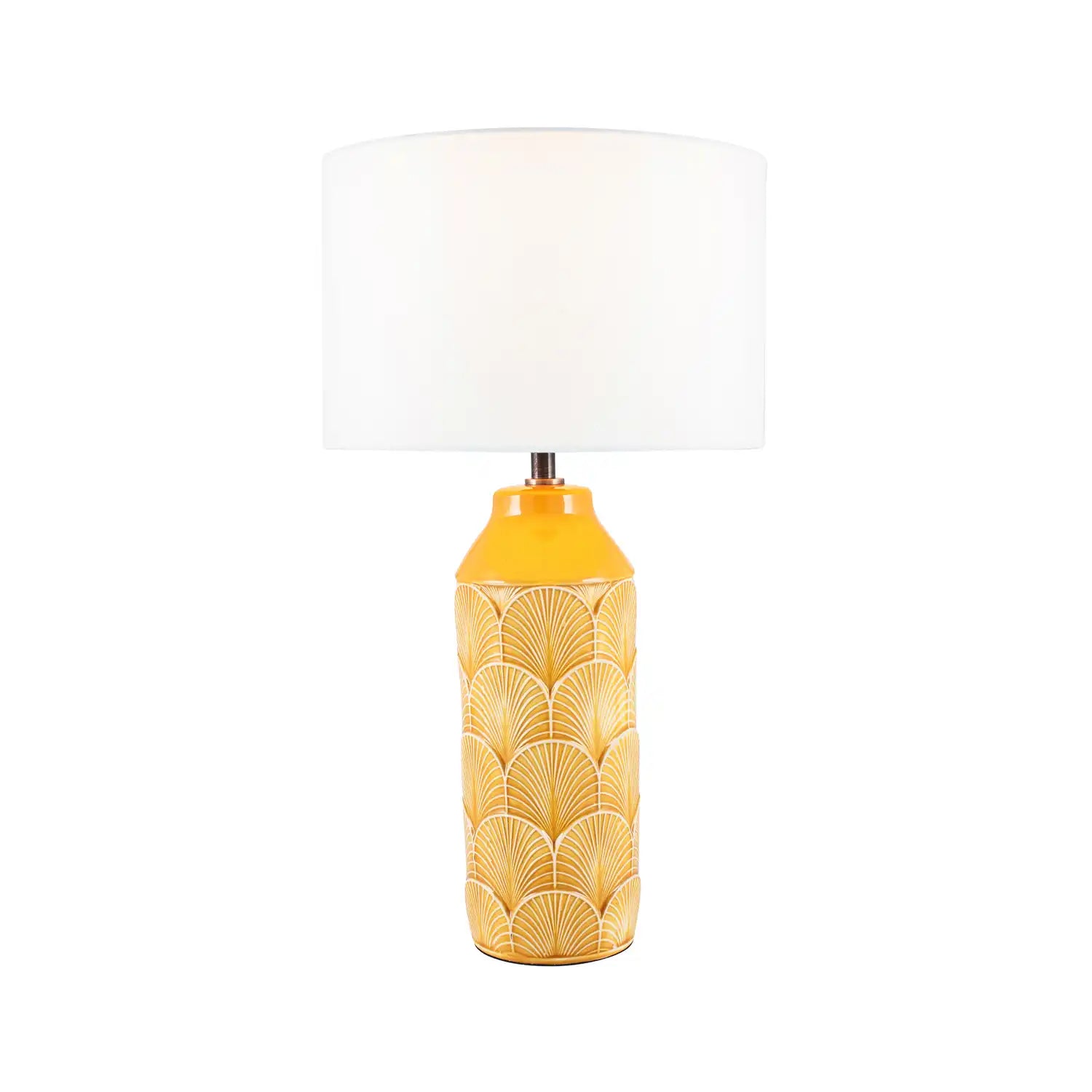 Sheba Embossed Mustard Yellow Ceramic Table Lamp 51x28x28cm – Click Style