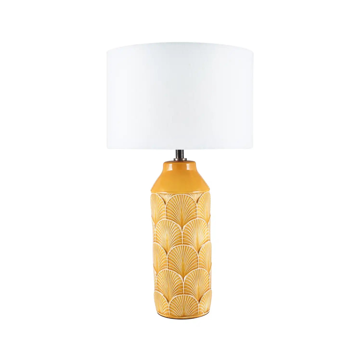 Sheba Embossed Mustard Yellow Ceramic Table Lamp 51x28x28cm – Click Style