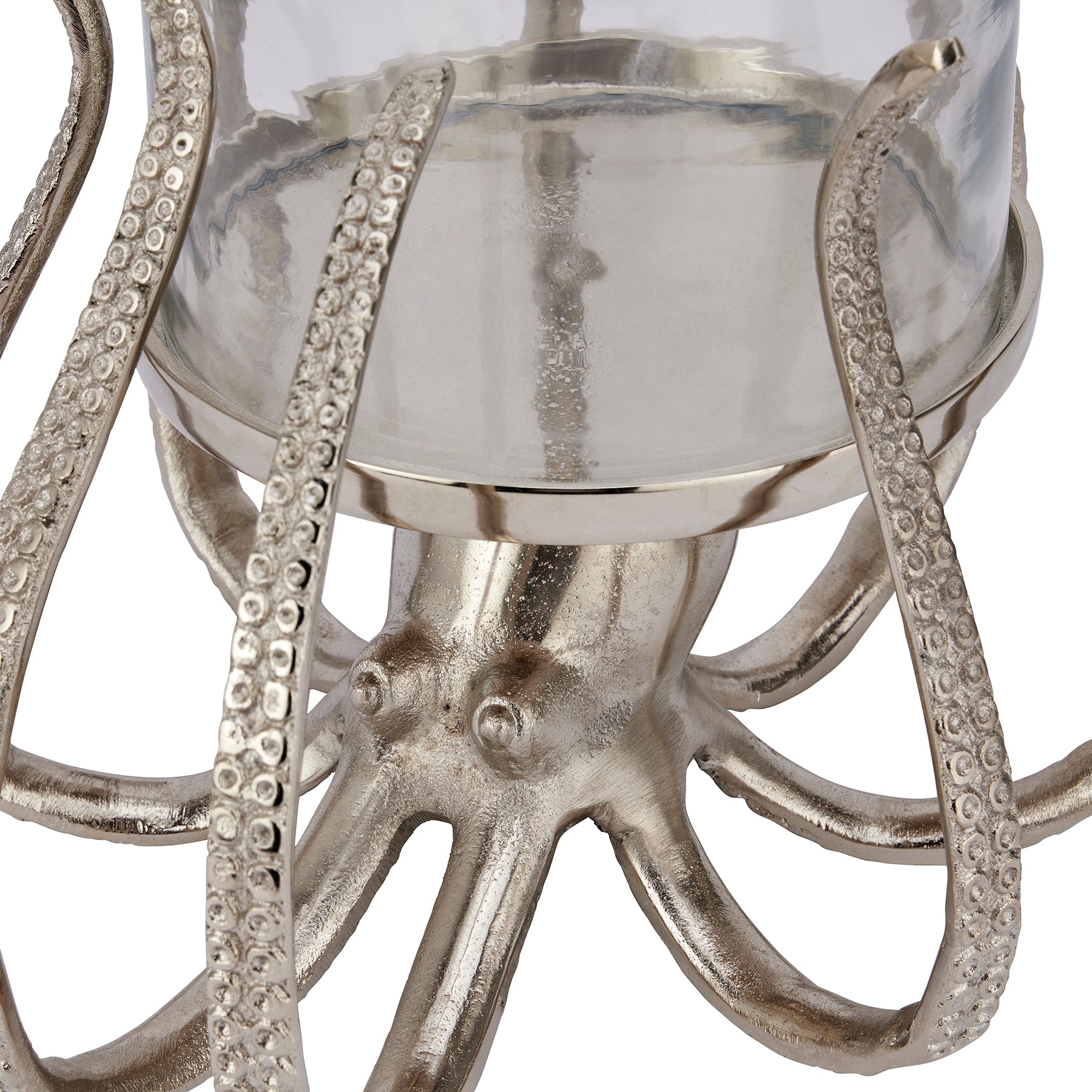 Large silver octopus hurricane candle holder - Click Style
