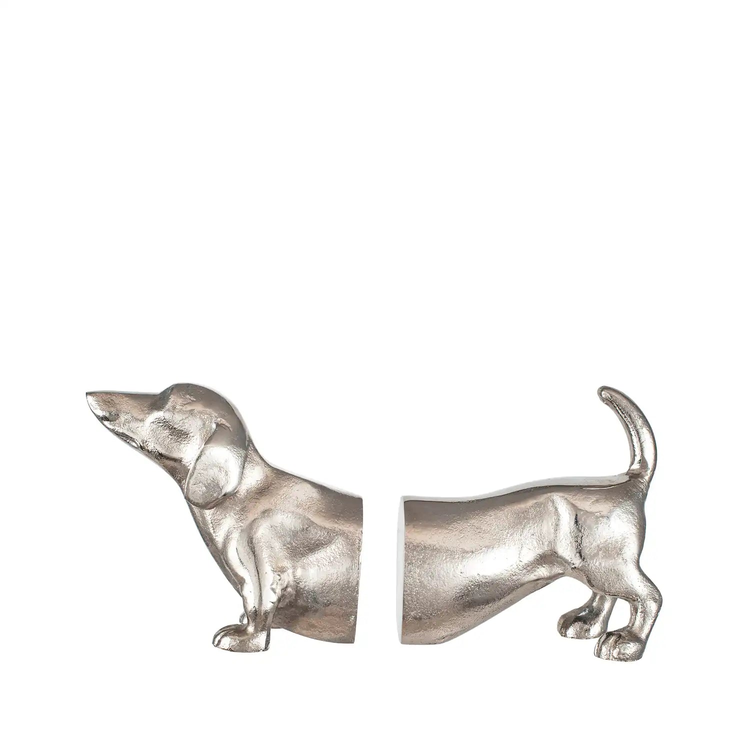 Silver Sausage Dog Bookends – Click Style