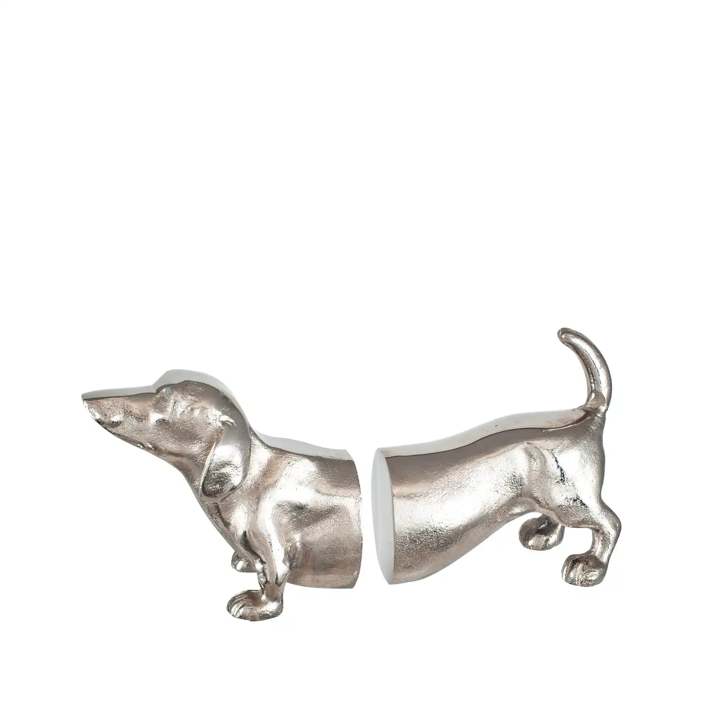 Silver Sausage Dog Bookends – Click Style