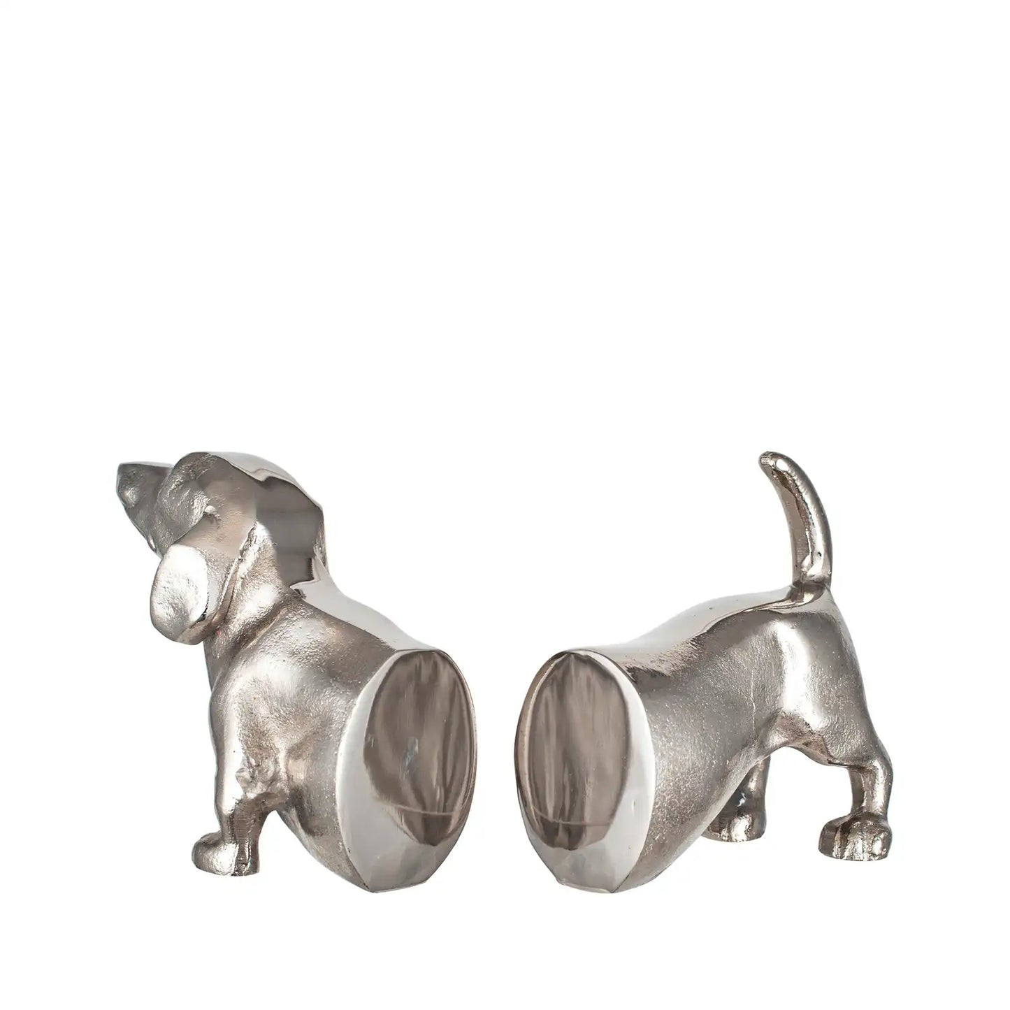 Silver Sausage Dog Bookends – Click Style