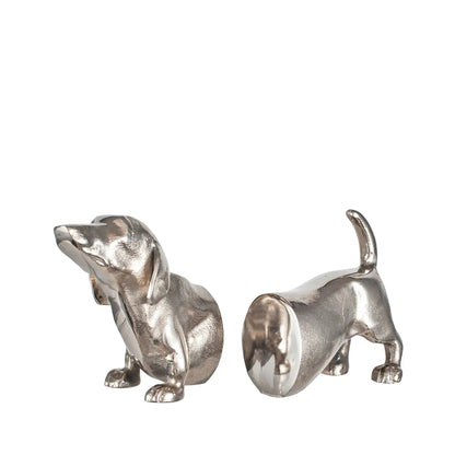 Silver Sausage Dog Bookends – Click Style