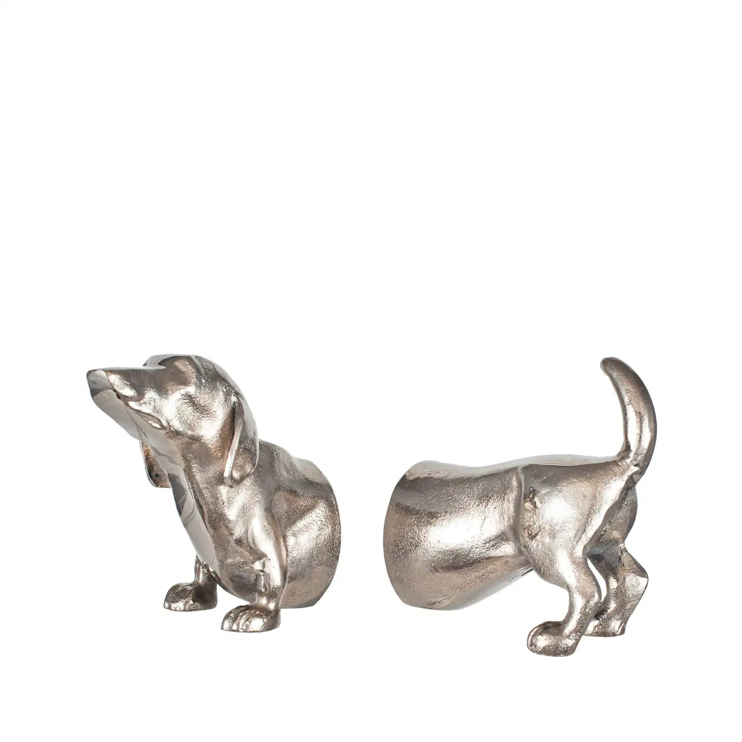 Silver Sausage Dog Bookends – Click Style