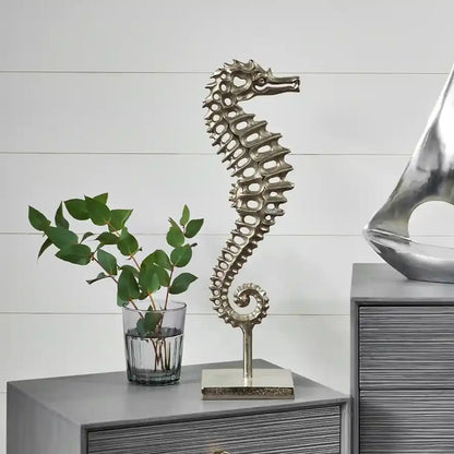 Silver Seahorse Ornament 47x14x13cm – Click Style