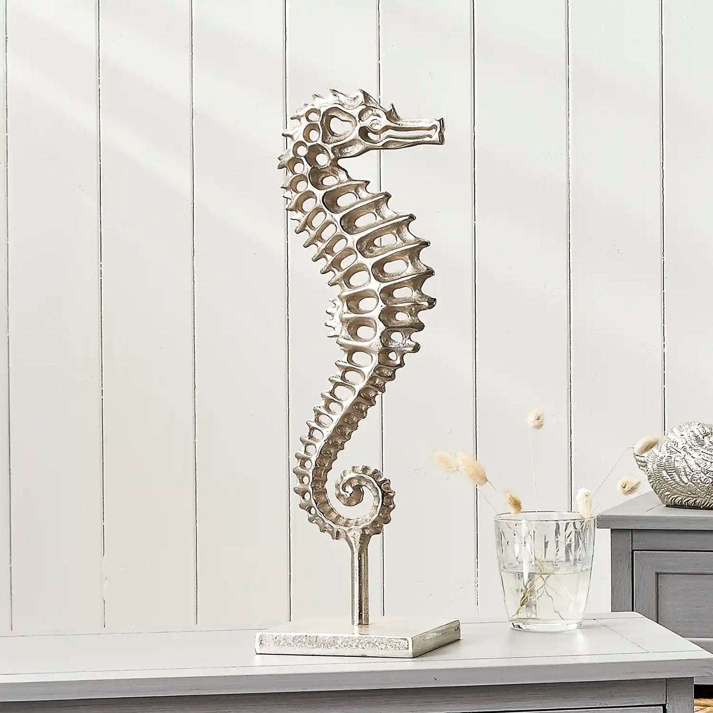 Silver Seahorse Ornament 47x14x13cm – Click Style