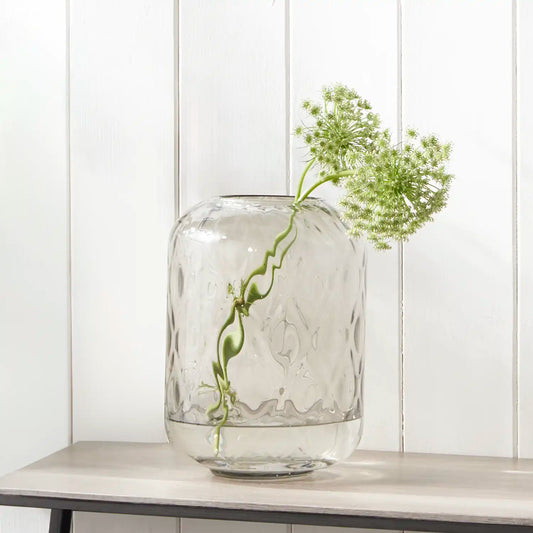 Small Clear Glass Diamond Pattern Barrel Vase – Click Style